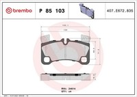 Brembo Bremsbelagsatz, Scheibenbremse P 85 103 FüR Porsche VW Audi