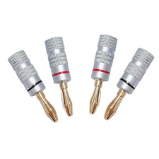 4pcs Gold Plated HiFi 4mm Pin Speaker Audio Cable Banana Plug Connector Adapter