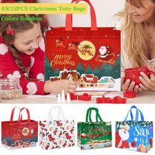 4/8/12PCS Reusable Christmas Gift Bags Large with Handles Christmas Tote Bags