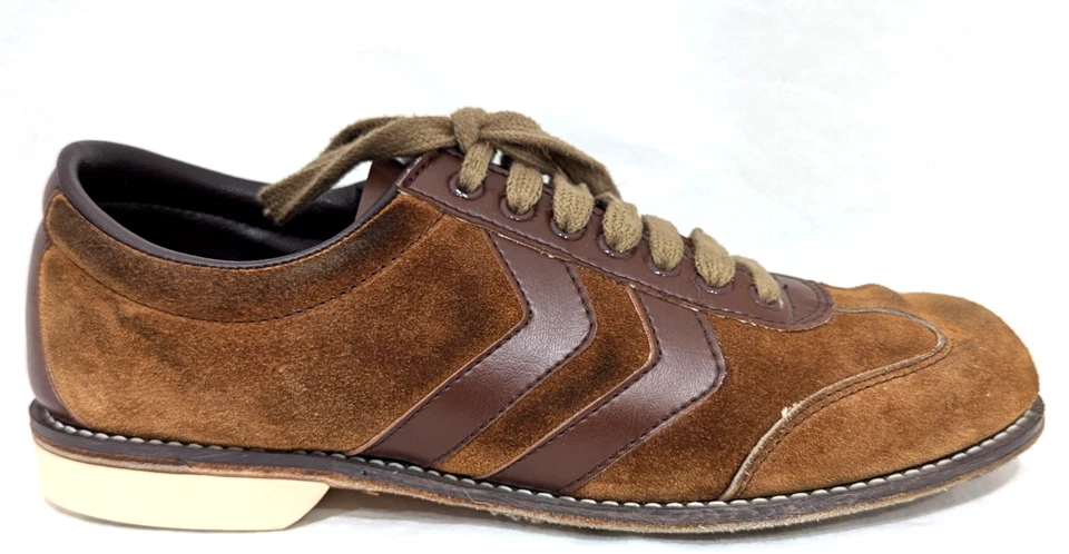 Zapatos de boliche de gamuza de 2 tonos tabaco para hombre BRUNSWICK de colección años 70 EE. UU. 8 se adapta a mujeres 9 * Foto 2 de 4