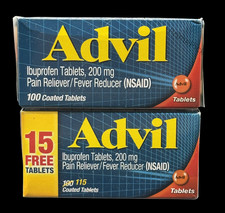    Lot of 2 Advil 200mg Pain Reliever / Fever Reducer Tablets 100  115 Count 