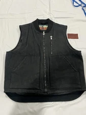 Tobacco Motorwear Wasteland Vest Black Quilt Lined Heavy Waxed Canvas USA Size L