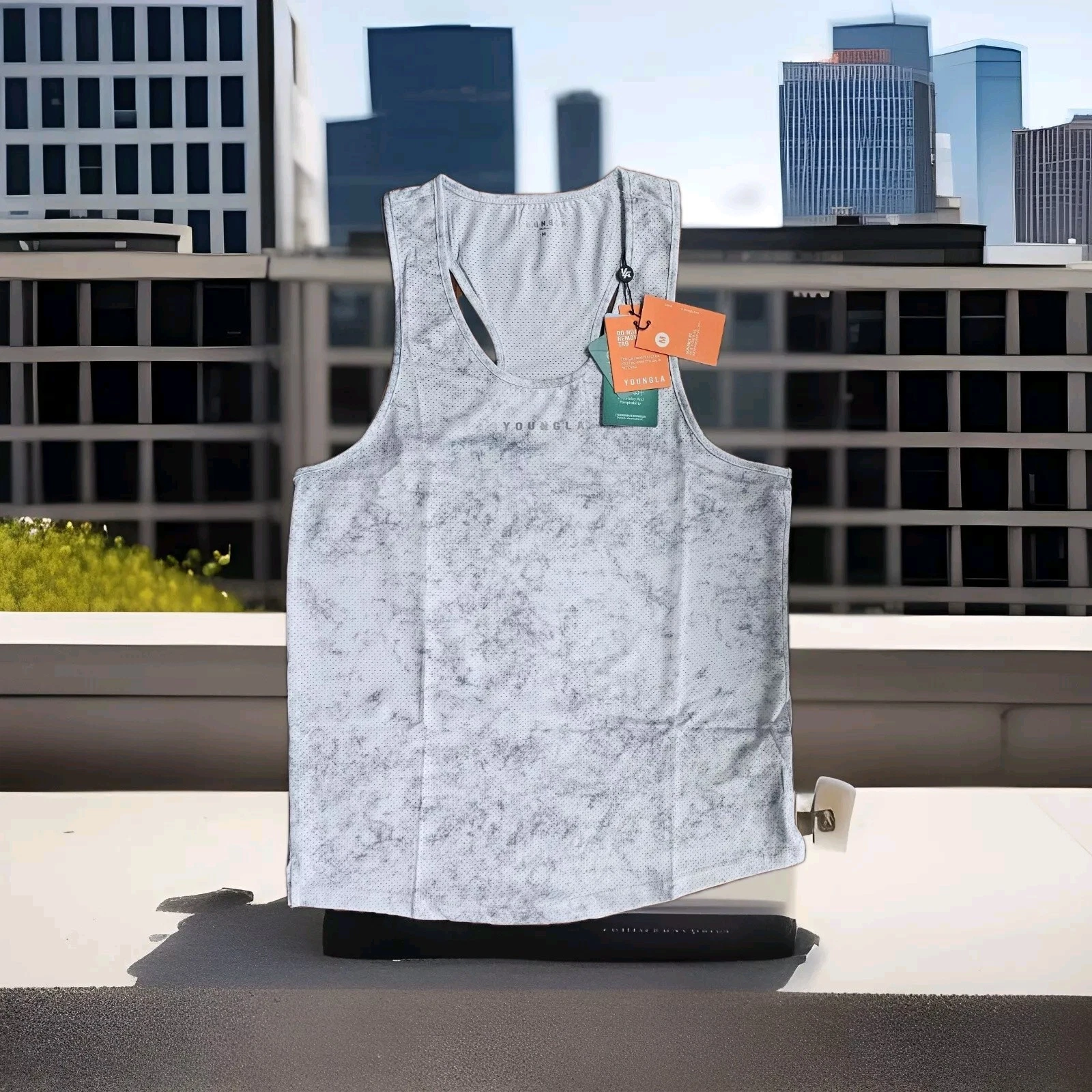 YoungLA Performance Line Men’s Tank Top Marble SZ MED Hydrocool Nwt Gym Train