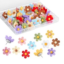 Flower Push Pins - 50 Pcs Decorative Colorful Floral Thumb Tacks for Cork Board