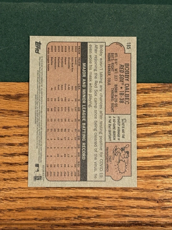 2021 Topps Heritage #185 Bobby Dalbec Action Variation - Image 2 of 2