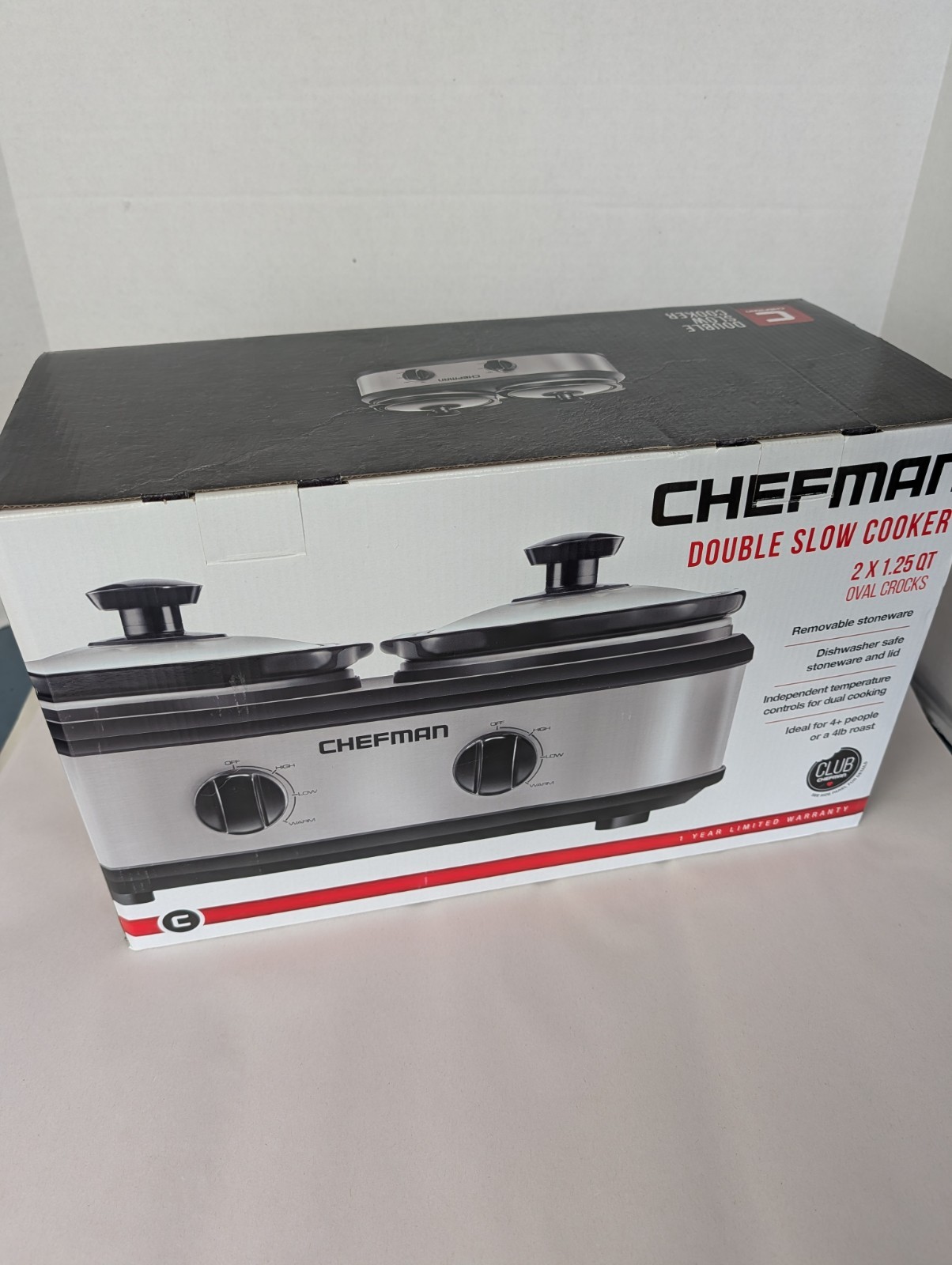 Chefman Slow Cooker - Buffet Server 2.5qt Double Round Crock. Brand New