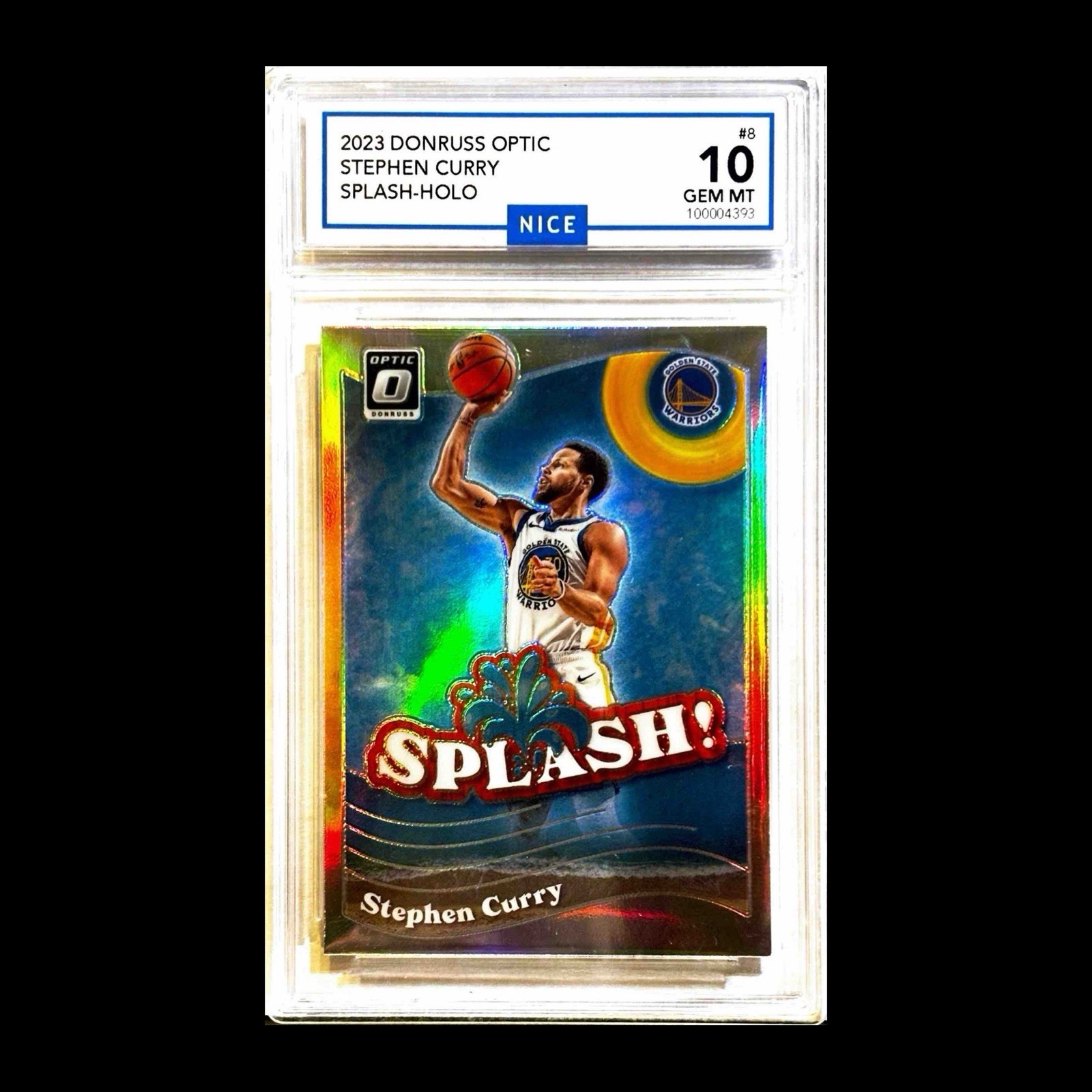 2023-24 Panini Donruss Optic - Splash! Stephen Curry #8 Holo Prizm Gem 10