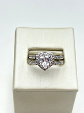 STERLING SILVER 925 WHITE HEART GEMSTONE 5.3mm BAND SIZE 9 RING 4.6g