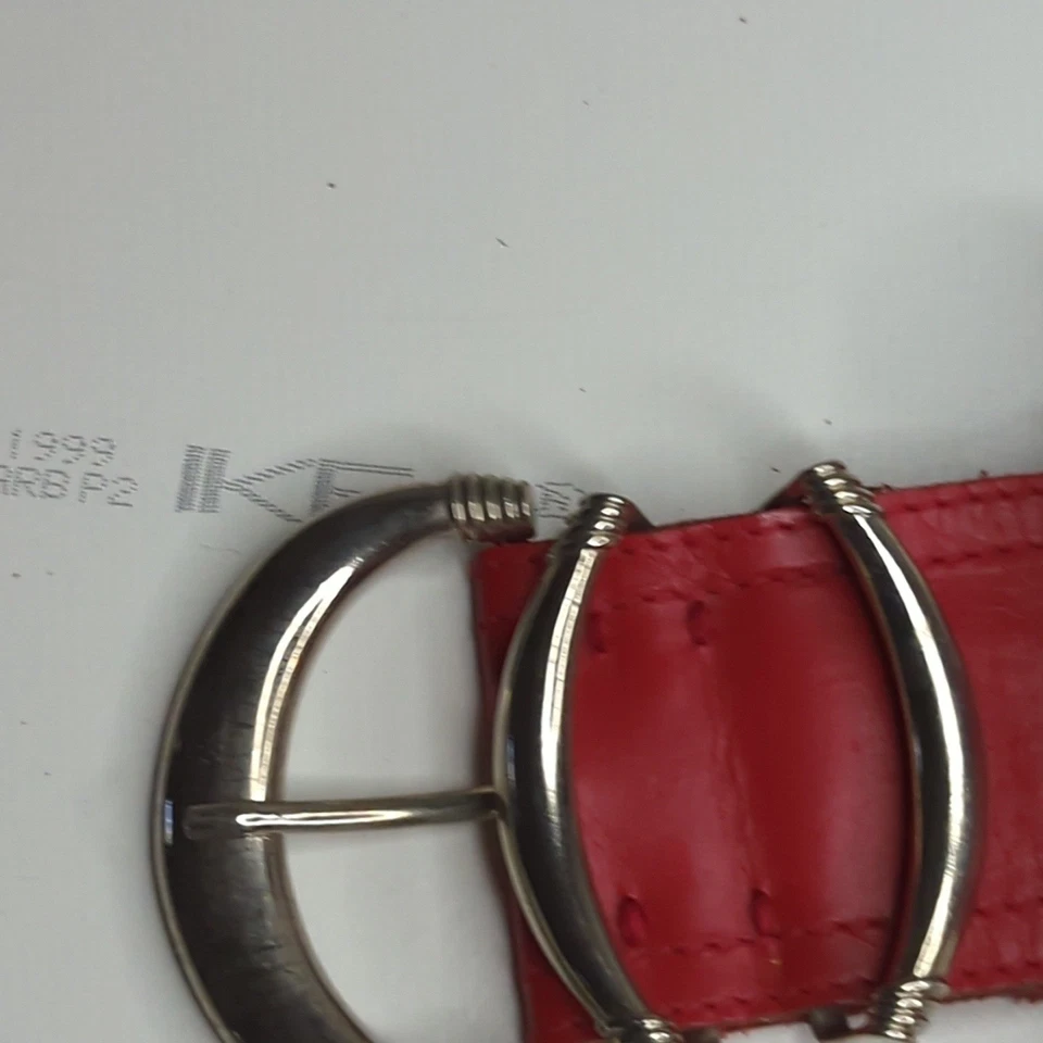 Cinto de couro vermelho Y2K fivela de declaração larga cintura vintage moda Rockabilly anos 80 - Imagem 4 de 4