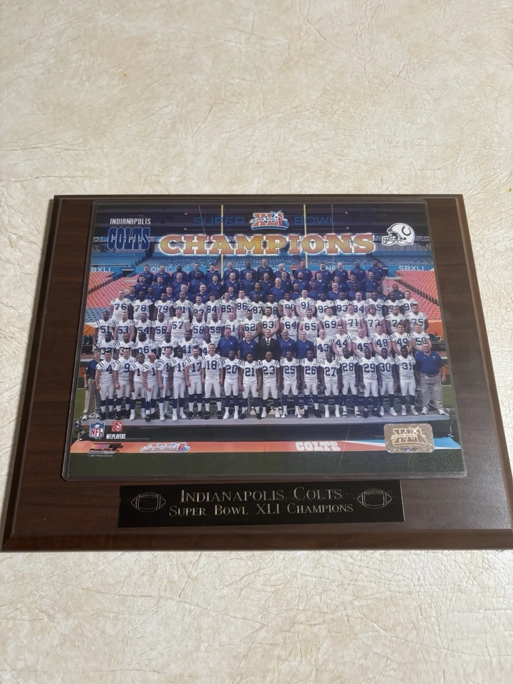 Raro Campeonato NFL Super Bowl Colts Vs Bears XL1 Equipo Foto Oficial En Madera Foto 2 de 4