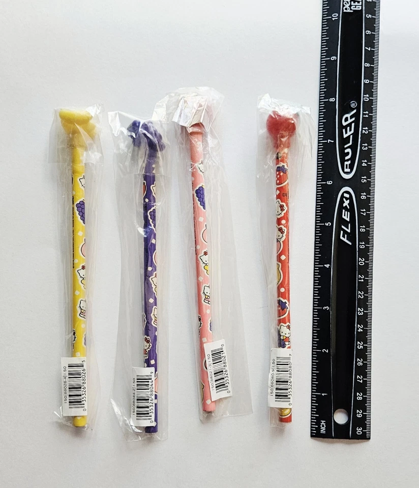 Juego de Lápices Sanrio De Colección Años 90 1995 Fruta Hello Kitty Plátano Melocotón Uva Fresa Foto 3 de 4