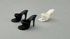 VTG  #1 Barbie Doll Open Toe OT Shoes Holes On Bottom💕 Black Pair / 1 White LOT