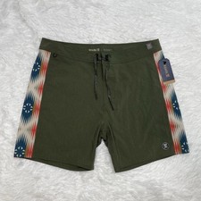 Roark Mens Snake River Trunk Board Shorts Men  s Size 36 Green Aztec Hemp New NWT