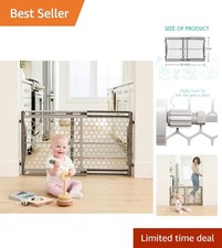 Extra Wide Adjustable Baby Gate - Safe Stylish for Toddlers 6-24