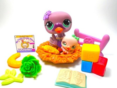 Littlest Pet Shop Special Edi Swan #1400 cutest baby swan #2504 w accessories