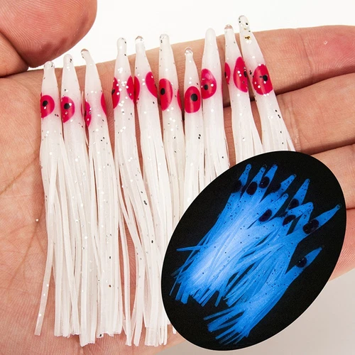 10 X Calmar Jupe Octopus Leurre Soft-Plastic Fishing-Lures Kit Brillant Traîne
