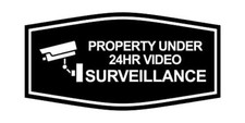 Fancy Property Under 24Hr Video Surveillance 3 x 6" - Small 1 Pack Black