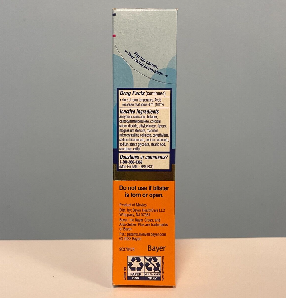 AlkaSeltzer Plus Cold & Flu Fizzy Chews 24 Tablets Orange No Water EXP