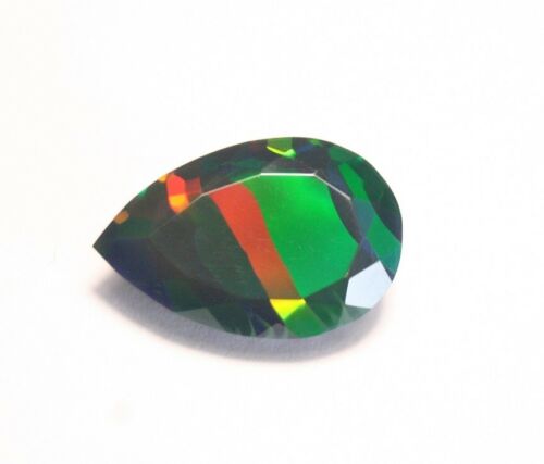 7.3ct Faceted Black Welo Opal Rainbow Zebra Stripes AAA Natural Ethiopian Opal  - Picture 1 of 6