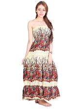 Size: S - XL Thai Smocked Hippie Boho Halter Maxi Sundress Bohemian Backless Y1