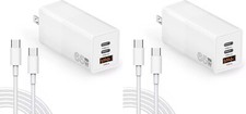 2 65W 20V GaN 3-Port USB C Fast Wall Charger with USB-C Cable For iPhone Samsung