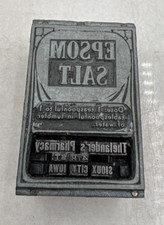 VTG Wood Printer Block Epsom Salt Advertising USA