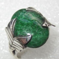 RARITÄT echte grüne NATUR MAW SIT SIT JADE RING 925 Sterling Silber Gr17
