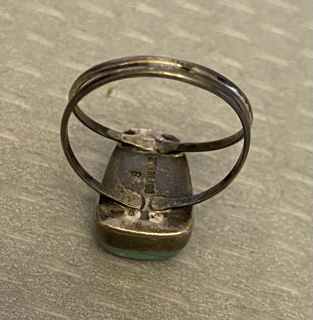 Native American Silver Malachite Split Shank Ring… - image 5