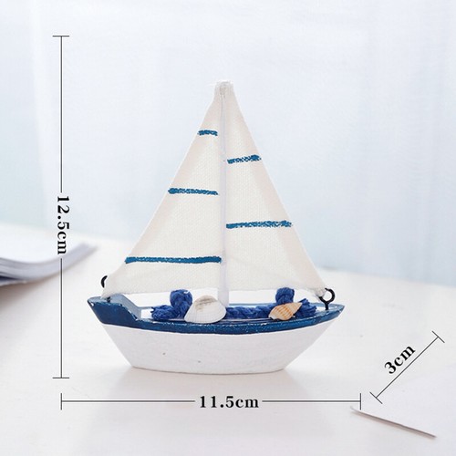 Sailboat Model Wooden Sailing Boat Home Decoration Beach Nautical Design Nav Ht - Photo 18/18