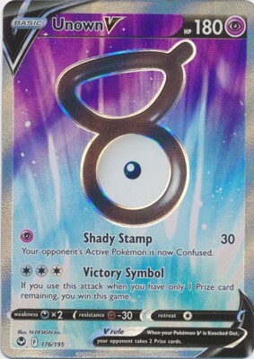 Unown V (Full Art) 176/195 Ultra Rare Silver Tempest