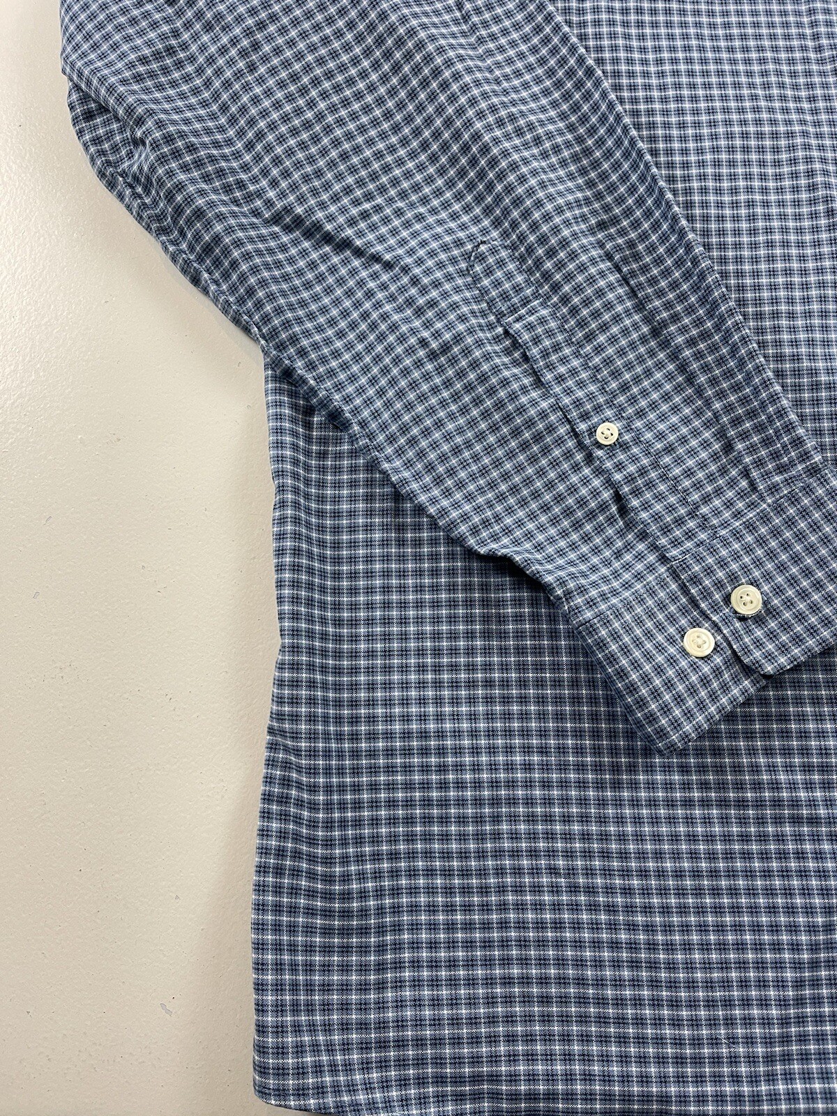 Eddie Bauer Shirt Men 2XLT Button Down Blue Plaid Wrinkle Free Relaxed