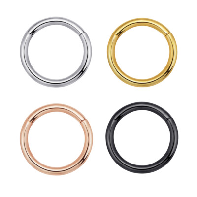 1,2mm Rose Gold Schwarz Silber Piercing Clicker Hinged Segment Ring Scharnier 
