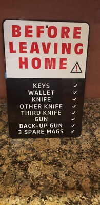 Before leaving home check list garage gift ideas 12 x 8 metal sign