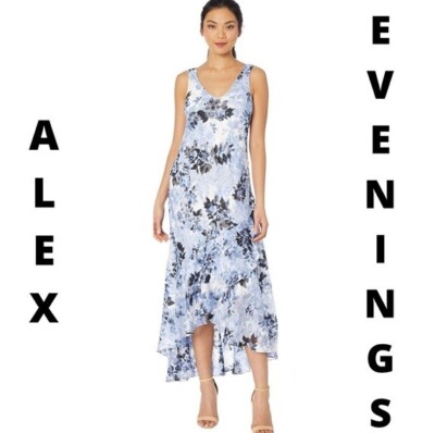 alex evenings light blue dress Alex Evenings 8175804 - High Low 63% Polyester, 37% Rayon Sheath Dress main image 1