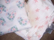 Aden  Anais Baby Swaddle Blanket Pink star heart flowers Pattern