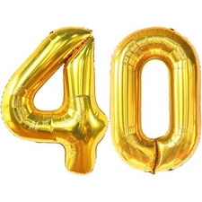KatchOn Gold 40 Balloon Numbers - Big 40 Inch | Gold 40th Birthday Decoration...