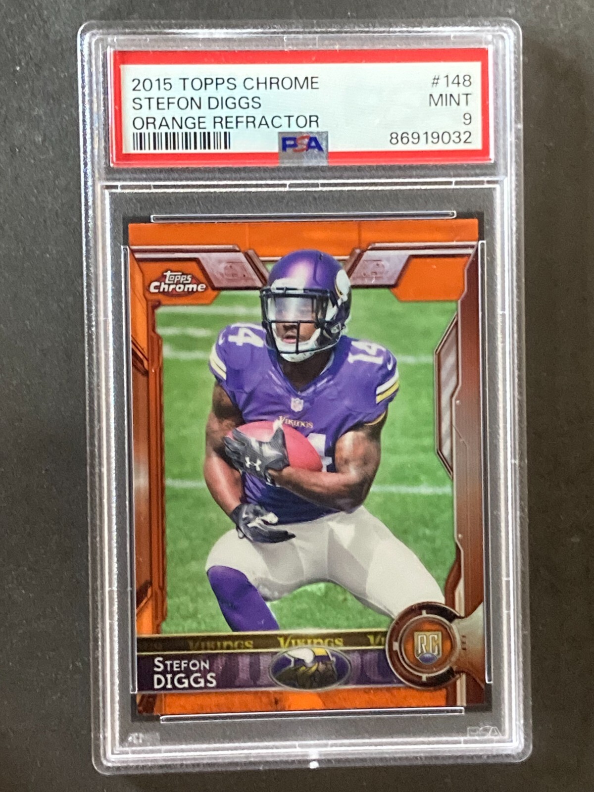 2015 Topps Chrome Stefon Diggs Orange Refractor RC PSA 9