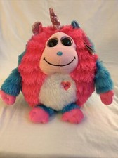 TY Monstaz Plush Delilah Monster Blue / Pink Stuffed Toy. NO Sound/ 6" Round