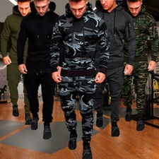 Mens Tracksuit Jogging Hoodie Sports Pants Sweat Suit Set Jacket Two Piece Suit