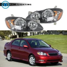 For 2003 04 05 2006 07 08  Toyota Corolla L+R Headlights Halogen Headlamps Black