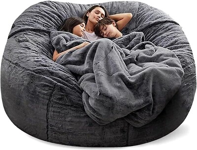 Microsuede 7ft Giant Bean Bag Memory Foam Cover Indoor Outdoor Soft Sofa