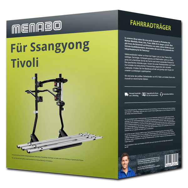 Menabo FahrradträGer Cobra Plus Schwarz/Silber FüR Ssangyong Tivoli 3 FahrräDer-image