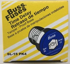 Bussman SL-15PK4 Box of 4 15 amp Reject Base Plug Fuse