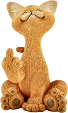 Whimsical Orange Catitude Happy Cat Funny Figurine Cute Collectible