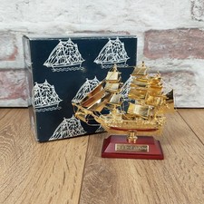 Vintage "USS Constitution" Gilded Model Ship, Sailboat - Boxed (BT-59GP(W)) 10cm