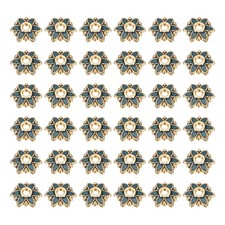 50pcs Enamel Flower Bead Caps Six-petal Pointed for Jewelry Making, Dark Blue