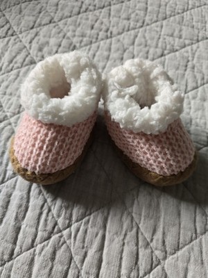 Infant 0-6 M Fall/Winter Booties/Slippers BEARPAW Sherpa Top, pink cozy fuzzy