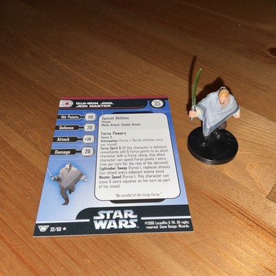 WOTC Star Wars Miniatures COTF Qui-Gon Jinn, Jedi Master 32/60 with Card