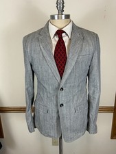 MENS RAG  BONE 100 COTTON BLUE WHITE CROSS WEAVE SLUBBYBLAZER/JACKET SIZE 40