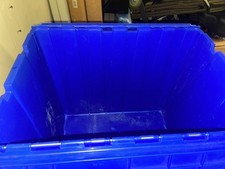Storage and Packing Plastic Tote Crate Attached Lid Flip Top 21"Lx15"Wx17"H BR